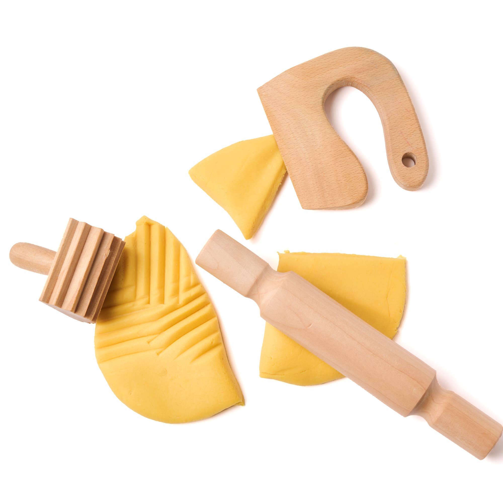 Eco-Dough Wooden Tools - 12 Assorted, All-Natural, Kid-Safe