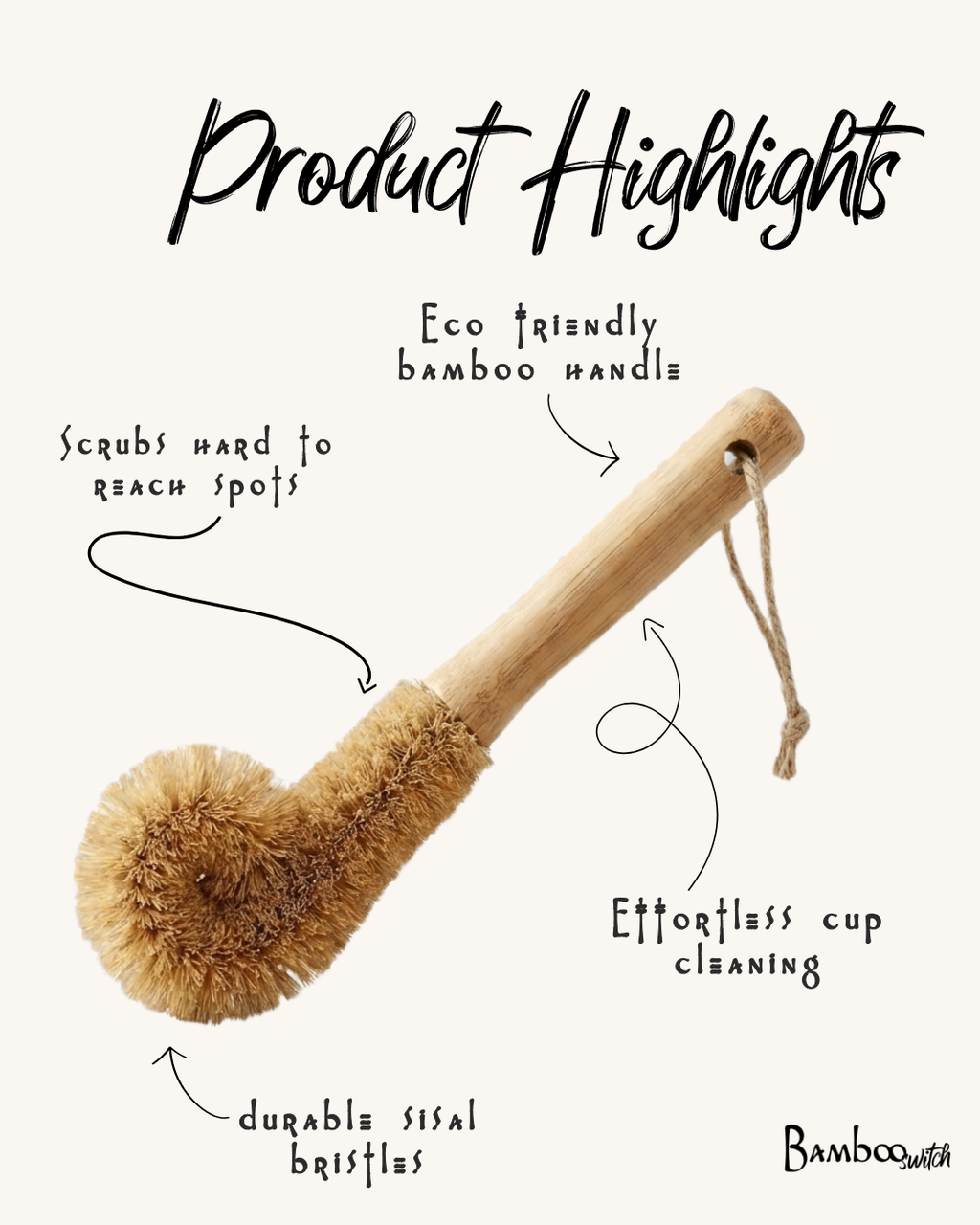 Bamboo Bottle Cleaning Brush | Scrubber Bestseller