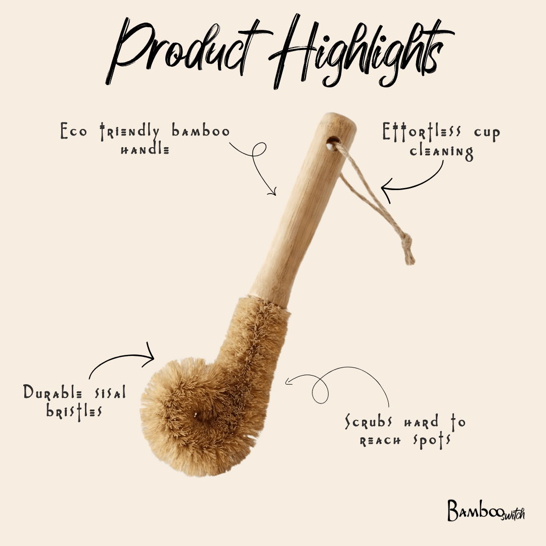 Bamboo Glassware Scrub Brush | Kitchen Cleaning Bestseller