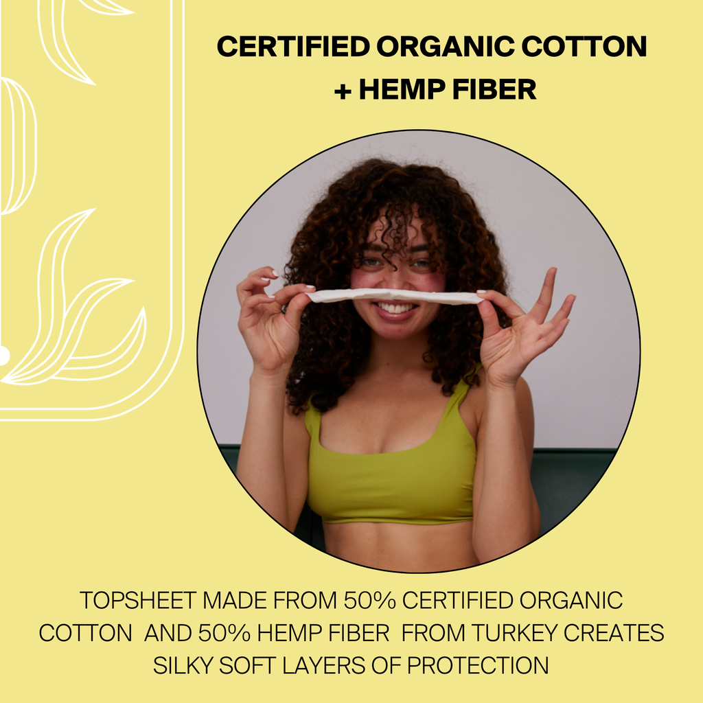 Night Organic Biodegradable Hemp Fiber Long Pads  (10 ct)