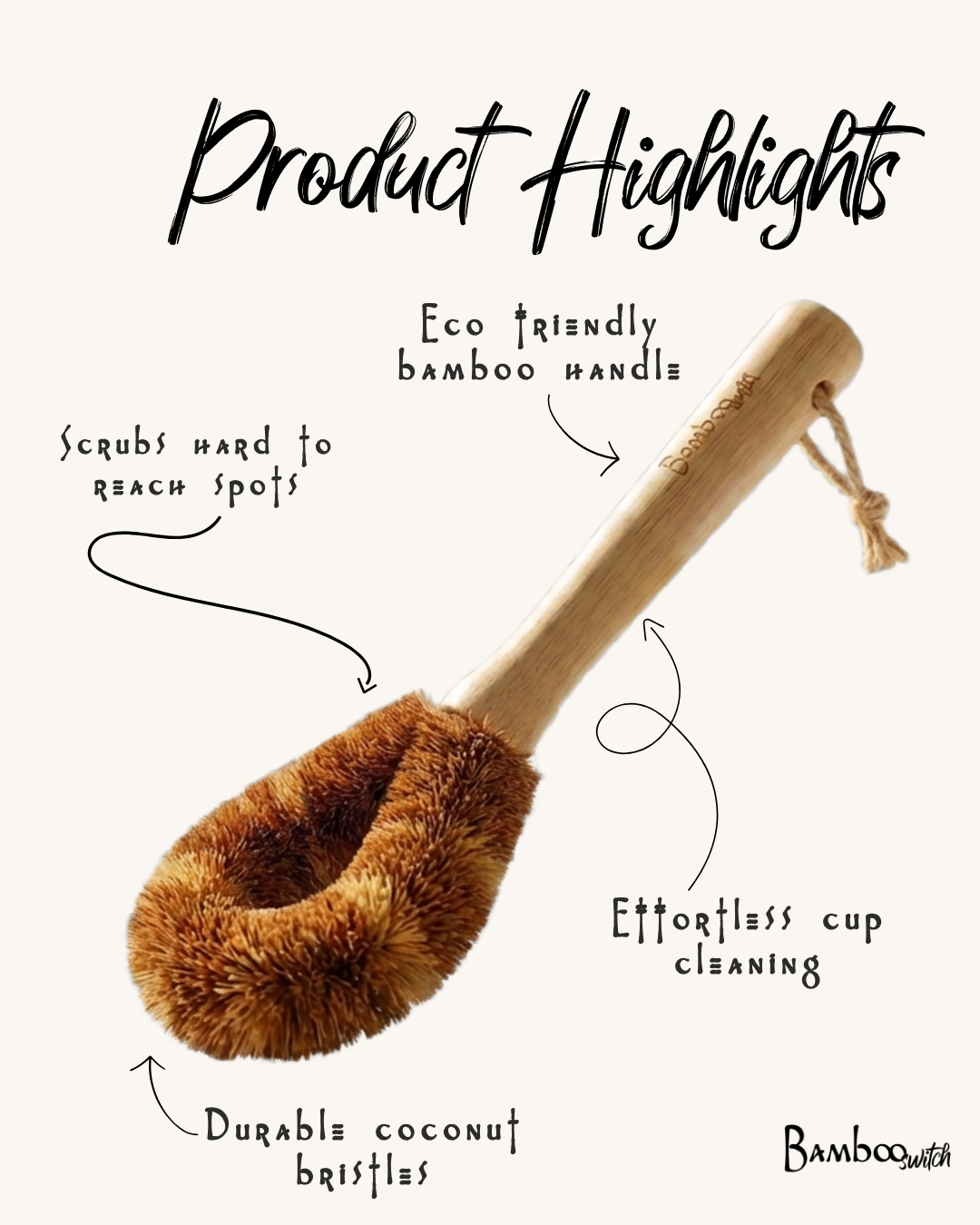 Bamboo Bottle Cleaning Brush | Scrubber Bestseller